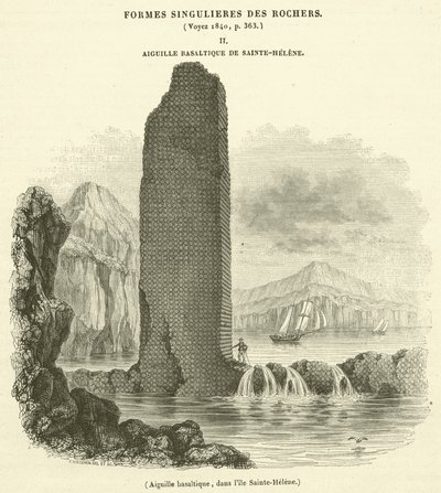 Basaltnaald op het eiland Sainte-Helene (gravure) door French School
