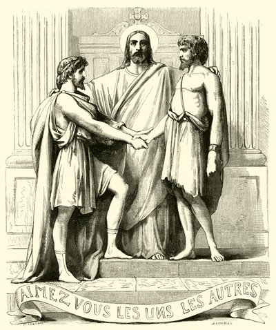 Aimez vous les uns les Autres (gravure) door French School