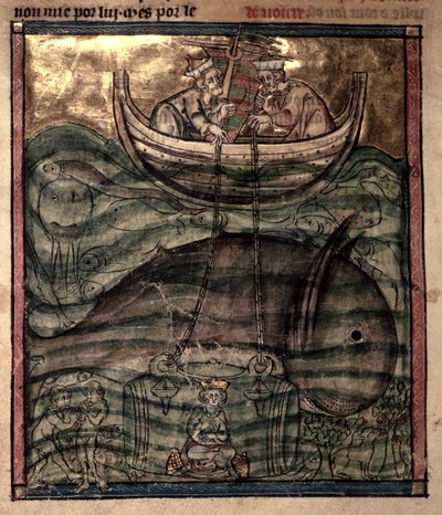 Alexander de Grote neergelaten op de zeebodem in een glazen 