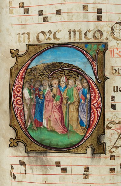 Allerheiligen, Graduale, f.85 (inkt, tempera & bladgoud op perkament) door French School