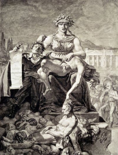 Allegorie op de terreur (gravure) door French School