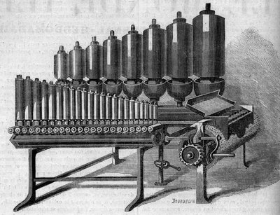 Amerikaans stoomorgel. Gravure in 