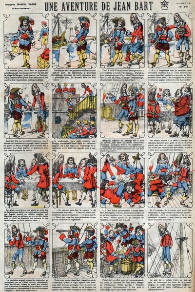 Een avontuur van Jean Bart (1650 - 1702), Franse kaper. Epinal afbeelding eind 19e eeuw. door French School