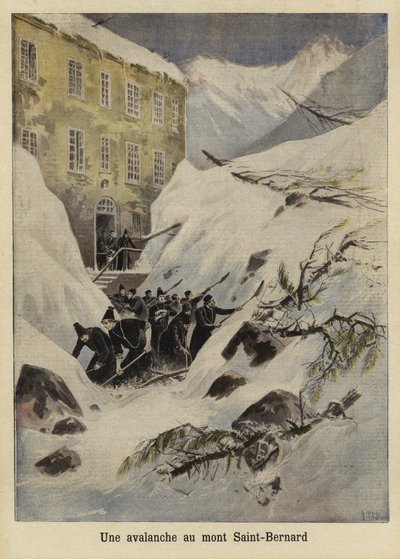 Een lawine bij de Grote Sint-Bernhardpas, Zwitserland, 1897 door French School