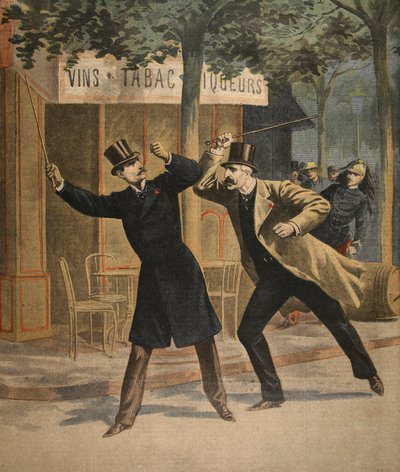 Een incident tussen Esterhazy en Picquart, illustratie uit Le Petit Journal: Supplement illustre, 17 juli 1898 door French School