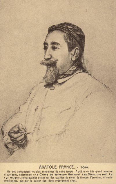 Anatole France (1844-1924), Frans dichter, journalist en romanschrijver (litho) door French School