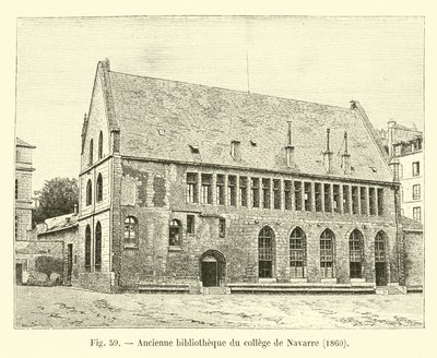 Oude bibliotheek van het college van Navarre, 1860 door French School