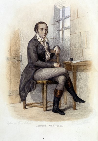 Andre Chenier (1762-1794), Franse dichter, a la Concierge - in "Le Plutarque francais", Ed. Mennechet door French School