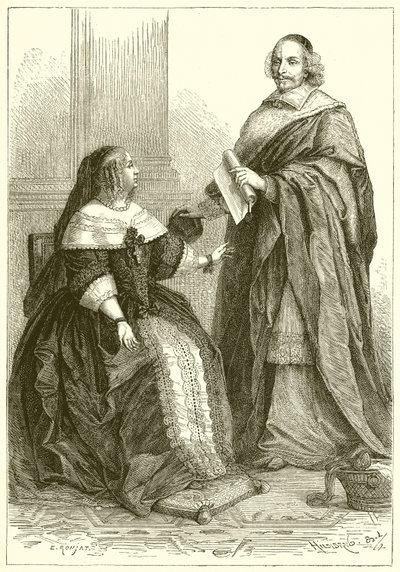 Anna van Oostenrijk en kardinaal Mazarin door French School