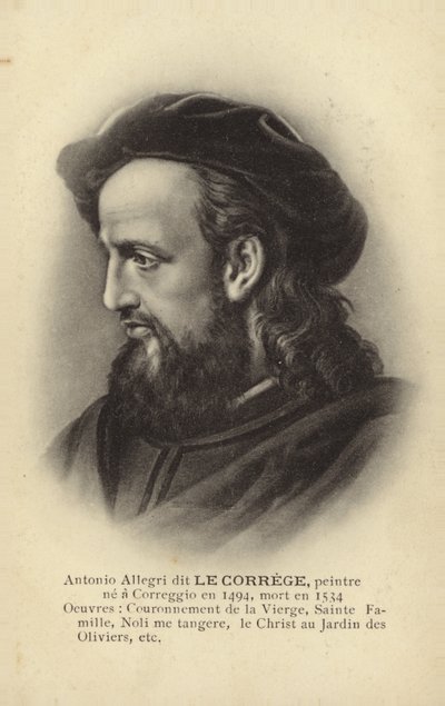 Antonio da Correggio, Italiaans schilder (litho) door French School