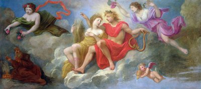 Apollo en de Seizoenen, van het plafond van het Hotel Colbert de Villacerf, c.1650 door French School