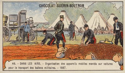 Apparaat voor het transporteren van militaire ballonnen over de weg door French School