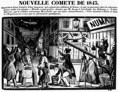 Verschijning van een komeet in Parijs in 1843 - gravure door French School