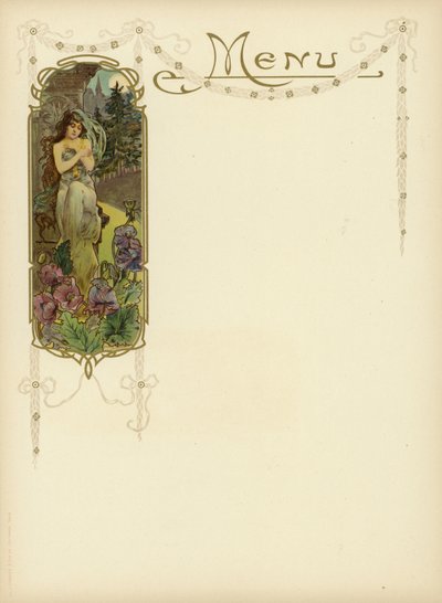 Art Nouveau ontwerp voor een menu door French School