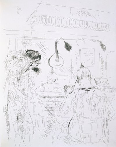 Achter de schermen bij een Parijs Bal de Nuit of circus, uit Paris Sketches: Etchings door Forain en Raffaelli, 1880 door French School