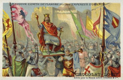 Boudewijn IX, Graaf van Vlaanderen, uitgeroepen tot Keizer van Constantinopel, 1204 door French School
