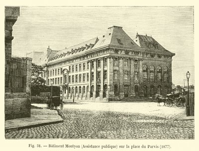 Montyon-gebouw, Openbare hulp, op de Place du Parvis, 1877 door French School