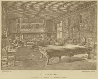 Biljartkamer, Kasteel van Meillant, nabij Bourges, Frankrijk door French School