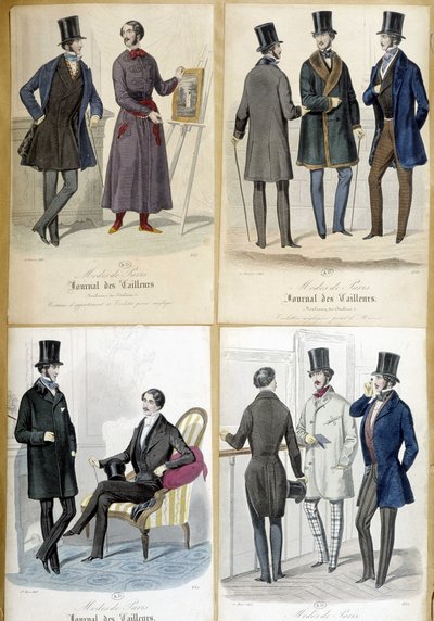 Platen die de mannenmode illustreren uit de 