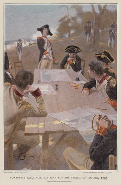 Bonaparte legt zijn plan uit voor de inname van Toulon door French School