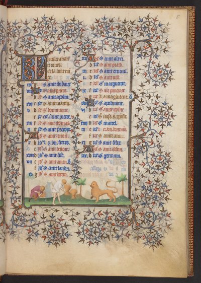 Getijdenboek, Add MS 32454 f.5r, Frankrijk door French School