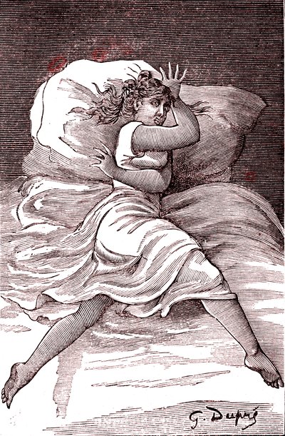 Grenzend aan hysterie. 1887 (gravure) door French School