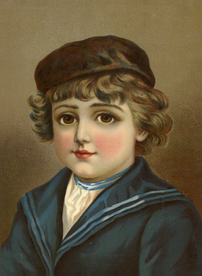 Jongen, met grote bruine ogen, in matrozenpak door French School