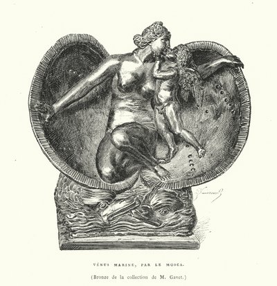 Bronzen afbeelding van de geboorte van Venus, door Le Mosca (gravure) door French School