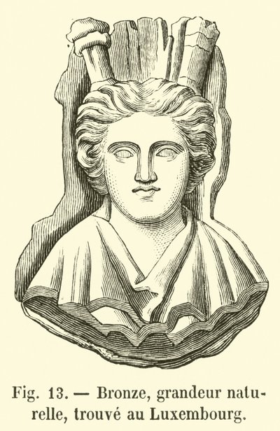 Brons, natuurlijke grootte, gevonden in Luxemburg (gravure) door French School