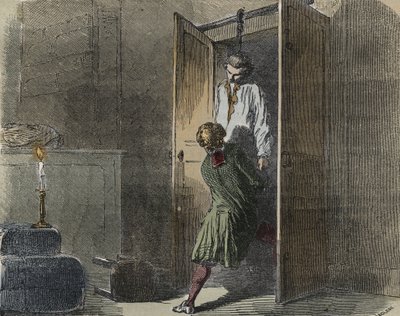 Calas zaak: op 13 oktober 1761 werd Marc Antoine Calas opgehangen gevonden in de familieboetiek in Toulouse - Gravure in 