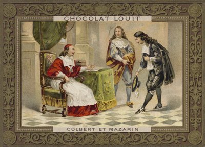 Kardinaal Mazarin en Jean-Baptiste Colbert, Franse staatslieden, 17e eeuw door French School