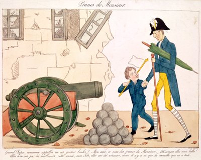 Karikatuur van Karel X (1757-1836) en Henri (1820-83) Hertog van Bordeaux, 25 juli 1830 door French School