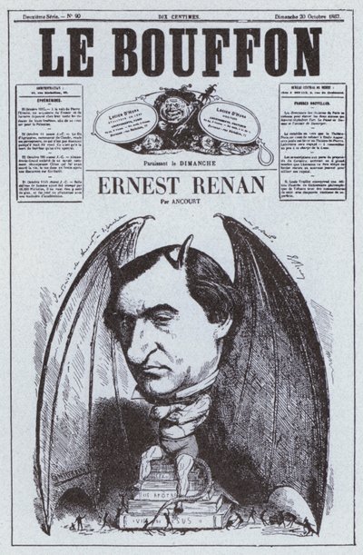Karikatuur van de Franse filosoof Ernest Renan door French School