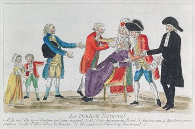 Karikatuur van de nationalisatie van kerkelijk eigendom in Frankrijk tijdens de Franse Revolutie, 1792 door French School