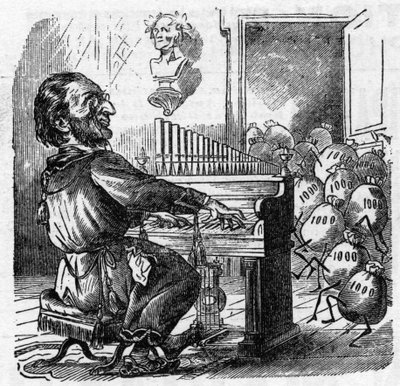 Cartoon van de Duitse componist Richard Wagner (1813-1883) door French School