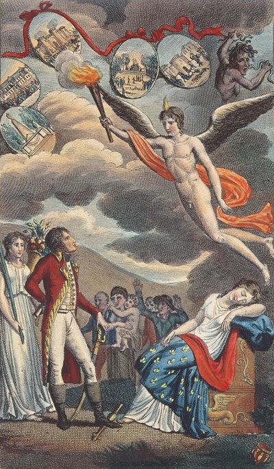 Cartoon van de staatsgreep van 18 Brumaire, 9 november 1799 door French School