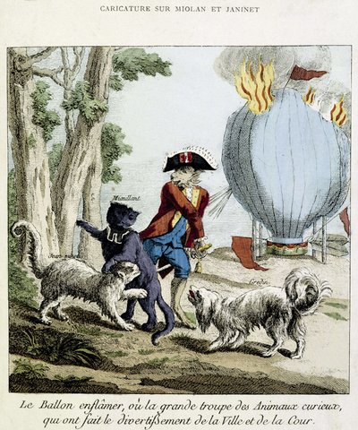 Cartoon over de brand van Miolan en Janinet