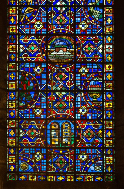Kathedraal van Chartres, detail van het glas-in-lood van vrede door French School