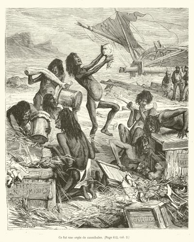 Het was een orgie van kannibalen (gravure) door French School