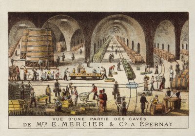 Champagnekelders van E Mercier & Co, Epernay, Frankrijk door French School