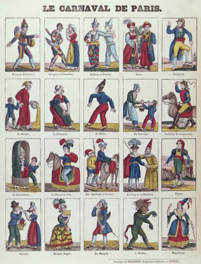 Personages van het Parijse carnaval, ca.1840 door French School