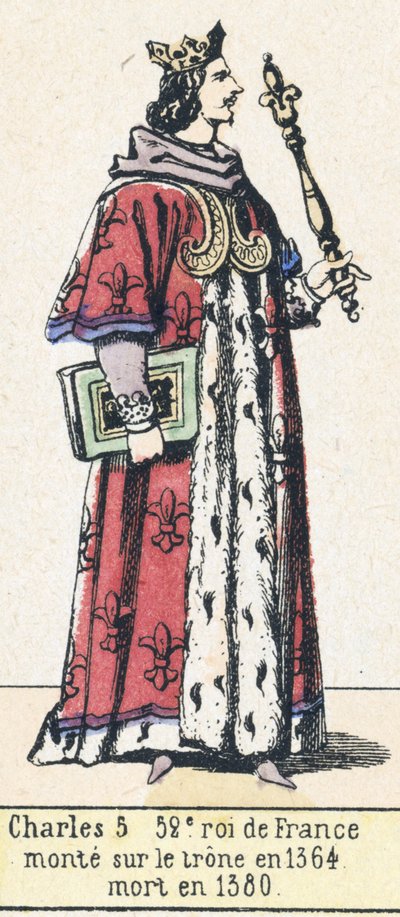 Karel V, 52e koning van Frankrijk, besteeg de troon in 1364, stierf in 1380 door French School