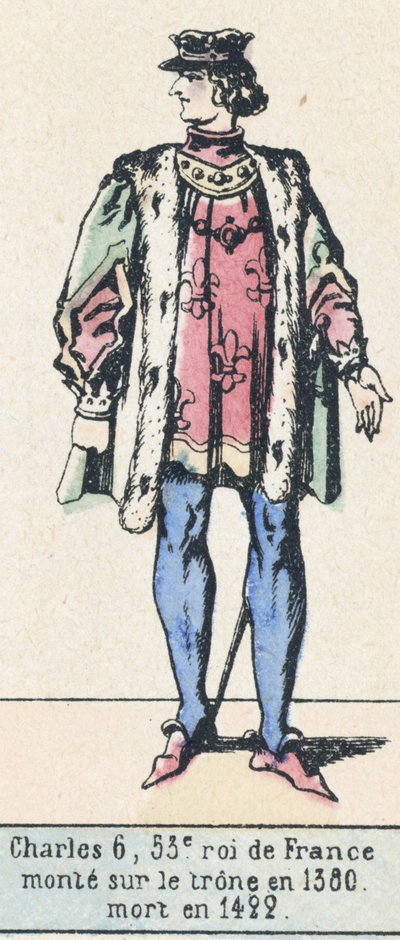 Karel VI, 53e koning van Frankrijk, besteeg de troon in 1380, stierf in 1422 door French School