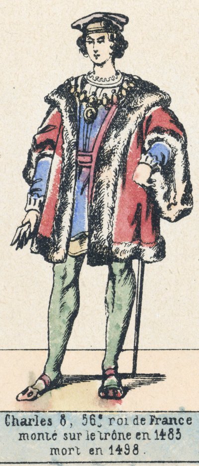 Karel VIII, 56e koning van Frankrijk, besteeg de troon in 1483, stierf in 1498 door French School