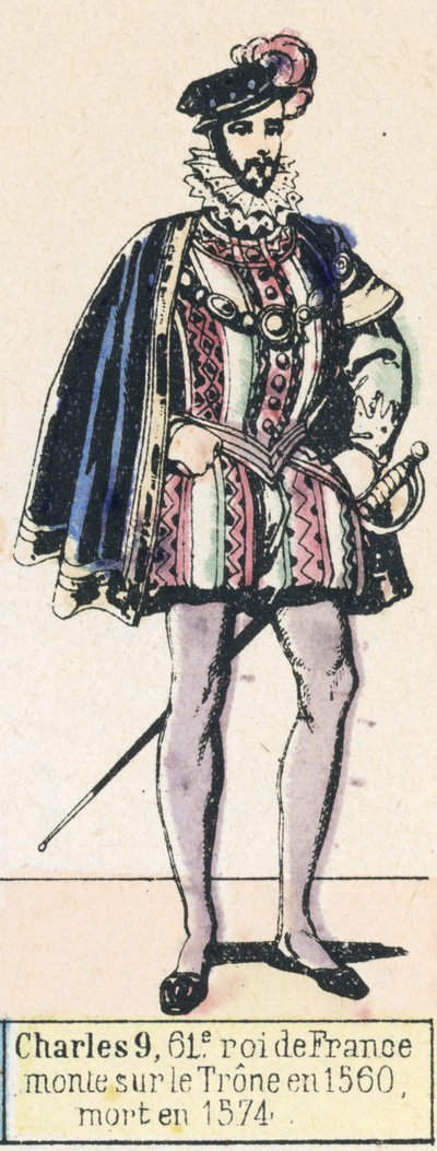 Karel IX, 61e koning van Frankrijk, besteeg de troon in 1560, stierf in 1574 door French School