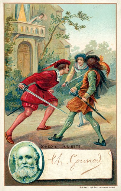 Charles Gounod, Franse componist, en een scène uit zijn opera Romeo et Juliette door French School