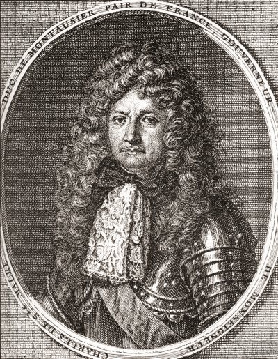 Charles de Sainte-Maure, hertog van Montausier, Franse soldaat en gouverneur van de dauphin, Louis le Grand Dauphin. Uit Les Heures Libres gepubliceerd 1908 door French School
