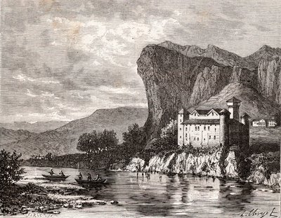 Chateau de la Caze in Lozere - gravure in 