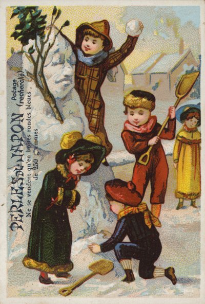 Kinderen Bouwen Sneeuwman, Perles Du Japon door French School