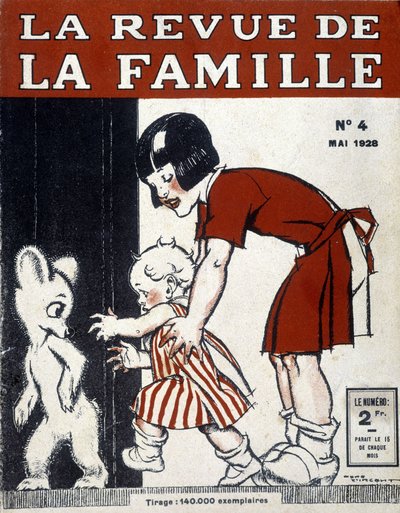 Kinderen en Poeh. Cover van "La revue de la famille" van mei 1928. door French School